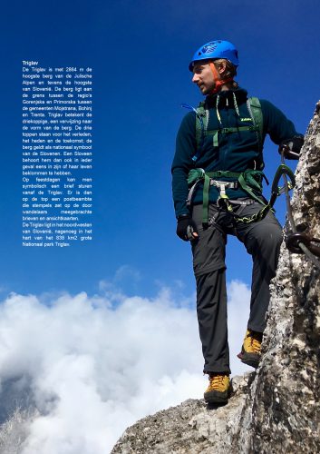 Page out of magazine with photograph of man on the Triglav mountain